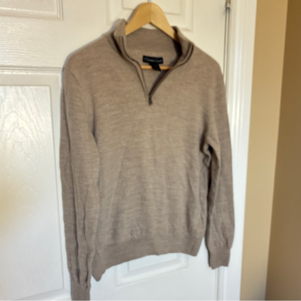 Christian Lacroix 100% Merino Wool Half-Zip Sweater Beige Women’s L